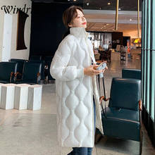 Windriel Long Winter Coat Women White Autumn Warm Parkas Fashion Cotton Padded Clothing Solid Female Jackets Outerwear 2024 - buy cheap