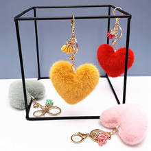 2 Pcs Tassel Peach Heart Key Chain Cute Bag Pendant Heart Plush Car Key Chain Ring Pendant Creative Small Gift Bag Ornaments 2024 - buy cheap