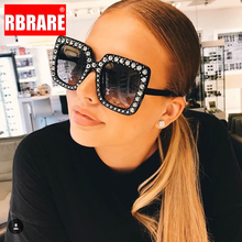 Солнцезащитные очки RBRARE женские, квадратные, с имитацией бриллиантов 2024 - купить недорого