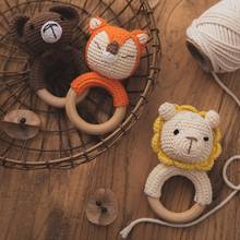 1 Pcs Wood Animal Fox Crochet Teether Toys For Baby 0 12 Months  Montessori Wooden Teething Rodent Ring Stroller Educational Toy 2024 - buy cheap