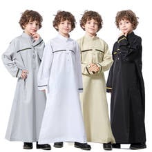 Muslim Arab Jubba Boys Robe Kids Abaya Kaftan Islamic Clothing Long Sleeve Thobe Middle East Teenage Clothing Ramadan Dress New 2024 - buy cheap