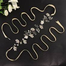 Cinturón de moda para boda, diadema nupcial con perlas y cuentas, cinturones de flores, accesorios para el cabello de boda, cinturón nupcial 2024 - compra barato