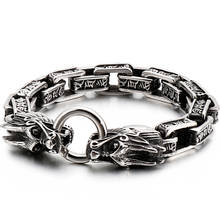 Dragon Heads Mens Bracelet For Men Heavy Stainless Steel Biker Jewelry Charm Bracelets Mens Jewellery Accessories Dropshipping 2024 - buy cheap