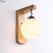 Lámpara Led de pared de madera maciza, Luminaria moderna y sencilla, con Lustre de cristal, para dormitorio 2024 - compra barato