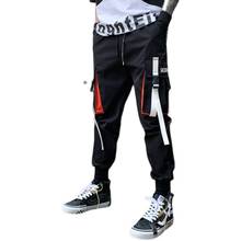 2020 New Hip-Hop Jogger Men's Black Harem Overalls Multi-Pocket Ribbon Men's Cargo Pants Streetwear Casual Men's Casual Pants 2024 - buy cheap