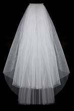 Velo de novia blanco marfil, accesorio de boda, borde satinado, dos capas, barato, Simple 2024 - compra barato