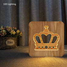 Lâmpada usb de madeira, coroa de luz noturna, luz quente, lâmpada de noite dormir, atmosfera de iluminação de mesa quadrada