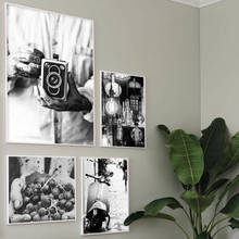 Vintage Street Scooter Poster Black White Hands with Camera Fruit Wall Art Canvas Painting Modern Wall Pictures for Living Room 2024 - buy cheap