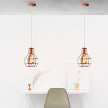 Modern Plating Metal Cage Pendant Lamp Vintage Creative Hanging Lamp Rose Gold for Restaurant Living Room Kitchen Indoor Light 2024 - buy cheap