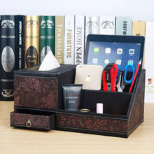 European Tissue Box Multi functional Napkin Holder PU Leather Remote Controller Storage Box Desk Organizer 2024 - buy cheap