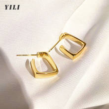 Korean Fashion Gold Square Hoop Earrings for Women Geometric Metal Square Stud Earrings Hypoallergenic Simple Girl Jewelry Gifts 2024 - buy cheap