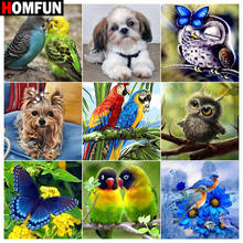 HOMFUN Full Square/Round Drill 5D DIY Diamond Painting "Dog bird animal" 3D Embroidery Cross Stitch 5D Home Decor Gift 2024 - buy cheap