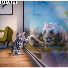 Алмазная картина полностью квадратная/круглая дрель Тигр и кошка дружба 5D Daimond вышивка крестиком горный хрусталь Y214 2024 - купить недорого