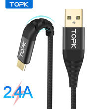 TOPK AN42 Micro USB Type C Cable Nylon Braid Data Cable For Samsung Galaxy S7 Edge S6 Xiaomi Redmi Note 5 Mobile Phone Cables 2024 - buy cheap
