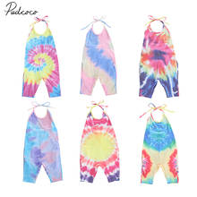 Children Summer Clothing Infant Kids Baby Girls Tie dye Romper Spaghetti Colorful Gradient Sunsuits Fashion Jumpsuits 2-6T 2024 - buy cheap