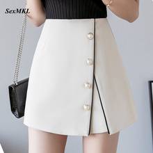 Faldas de cintura alta con botones para Mujer, ropa de oficina, pantalones cortos con cuentas delgadas coreanas, 2021 2024 - compra barato