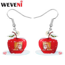 WEVENI Acrylic Christmas Santa Claus Apple Earrings Drop Dangle Decorations Jewelry For Women Girl Teen Kid Charm Gift Accessory 2024 - buy cheap