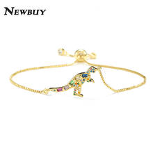 Newbuy pulseira feminina corrente de ouro, bracelete ajustável de design exclusivo bonito de dinossauro, joias de animais 2024 - compre barato