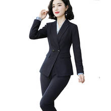 Blue Black Pant Suit Women S-5XL Professional Office Lady Work Wear Striped Jacket Coat And Trousers 2 Piece Set 2024 - buy cheap