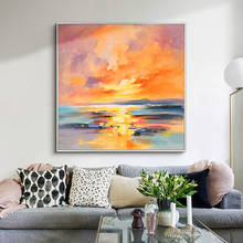 Handmade Abstract Sunset Oil Painting On Canvas Modern Landscape Wall Art Picture Hand Painted For Living Room Decoration Gift 2024 - buy cheap