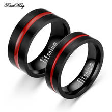 Darkmag anel de titânio com 8mm, anel de bandoleira de carboneto preto de aço inoxidável, linha vermelha fina, joias masculinas 2024 - compre barato