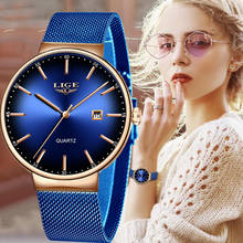 LIGE Women Watches Top Luxury Brand 2020 New Fashion Ladies Dress Mesh Stainless Steel Watch Waterproof Quartz Clock Reloj Mujer 2024 - buy cheap