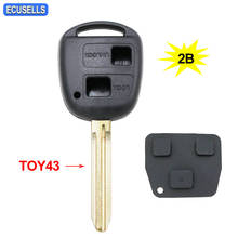 2 Button Remote Key Shell Case Housing with / no Rubber Button Pad for Toyota Yaris Prado Tarago Camry Corolla TOY43 Uncut Blade 2024 - buy cheap