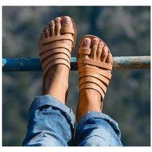 Zapatillas planas de cuero suave para mujer, chanclas de verano, a la moda, para el exterior, con banda estrecha 2024 - compra barato