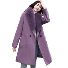 New Fashion Oversize Woolen Coat Women Winter Real fox fur collar Thicken Warm Jacket Female Plus size M-6XL Wool Outerwear G718 2024 - buy cheap