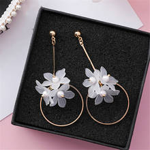 Fashion orchid petals tassel earrings Temperament contracted Acrylic long earrings Metal round petals stud earrings for women 2024 - buy cheap