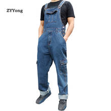 Overalls Men Denim Jumpsuit Bib Loose Large Size Straight Jeans Hip Hop Cargo Pants Streetwear Leisure Blue Rompers Trousers 2024 - buy cheap