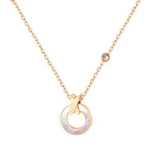 Rose Gold Stainless Steel Round Shell Zircon Necklaces For Women 2020 Fashion Neck Chains Jewelry Accessories Pendants Necklaces 2024 - buy cheap