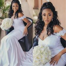Elegant African Off The Shoulder Wedding Dress Plus Size For Women 2021 Sexy Mermaid Lace Wedding Gowns Custom Made 2024 - buy cheap