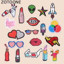 ZOTOONE Lipstick Heart Patch Lips Rocket Stickers for Kids Iron on Patches for Clothing Heat Transfer Diy Accessory Appliques G 2024 - buy cheap