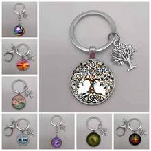 El árbol de la vida llavero con declaraciones foto artística en cristal cabujón colgante encanto llavero DIY llavero regalo de la joyería 2024 - compra barato