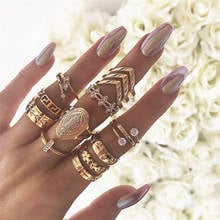 Gold Midi Finger Ring Set Women Brand Rings Set Vintage Crystal Punk Boho Knuckle Rings Jewelry Girl Birthday Present Gift 13Pcs 2024 - buy cheap