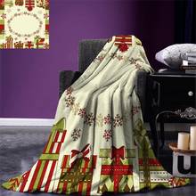 New Year Throw Blanket Star Shaped Snowflakes with Ornamental Boxes Abstract Christmas Warm Blanket for Bed Couch Pale Green Red 2024 - buy cheap