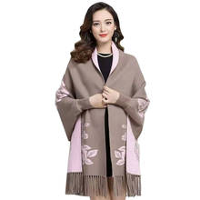 Women Spring Autumn Cape Shawl New Female peony flower Shawl Middle-aged Mom Fashion knitting Cloak  Cardigan A762 2024 - buy cheap