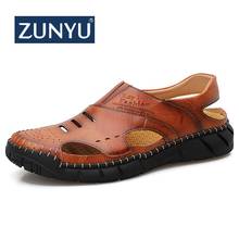 ZUNYU Genuine Leather Men Sandals Shoes Summer man Leisure Beach mens shoe High Quality Sandals Slippers Bohemia Big Size 38-50 2024 - buy cheap
