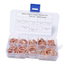 Top Quality Copper Washer, 120 Pcs Flat Ring Brass Gaskets 8 Types Assortment Kit 2024 - buy cheap