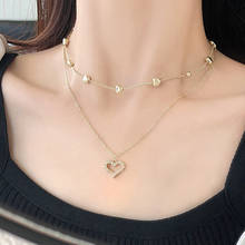 2021 New Double Layer Chain Heart Choker Necklace For Women Gold Chain Korean Style Collar Female Chocker Fashion Jewelry 2024 - buy cheap