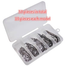 50 Pieces Set Fishing Worm Hook with Lock Stitch Soft Lure Bait Single Hooks Grub Fishhook Texas Rig hooks Accessories 2024 - buy cheap