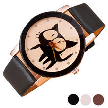 Ladies Quartz Watch Cat Pattern Quartz Watch Fashion Simple Crystal Pure Color Imitation Leather Quartz Watch часы женские 50* 2024 - buy cheap