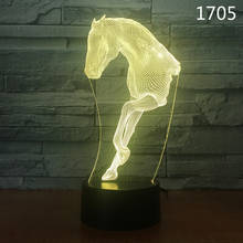 Мульти лошадь 3D ночник акриловый лазер стерео Иллюзия 7/16 цветов сувенир подарки Красивое Освещение для спальни 2024 - купить недорого