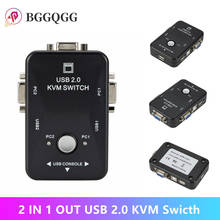 BGGQGG USB 2,0 KVM переключатель с 2 портами VGA переключатель SVGA Box USB 2.0 мышь клавиатура 2 в 1 выход kvm переключатель 2024 - купить недорого