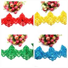 Gold Embroidered Lace Beaded Flower Lace 3d Wedding Trims Scalloped Lace Applique Flower Border 11CM 2024 - buy cheap