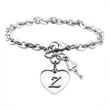 Heart Initial Bracelets - Stainless Steel Engraved 26 Letters Initial Charms Bracelet Birthday Jewelry Gift for Women Teen Girls 2024 - buy cheap
