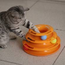 Диск для кошек забавные игрушки для животных, 3 уровня, сумасшедший мяч, игрушка для домашних животных, башня, диск для кошек, интеллект игрушка для развлечения, для кошек, котят 2024 - купить недорого