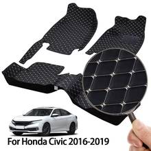 Alfombrillas de lujo Surround para coche Honda Civic 2016-2020, protección para el suelo, timón derecho, frontal y trasero, cuero sintético negro 2024 - compra barato
