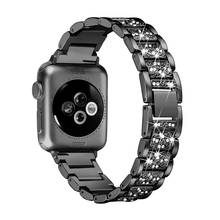 Ремешок для Apple Watch band 44 мм 42 мм 38 мм 40 мм, металлический Алмазный браслет для iwatch Apple Watch series 6 5 4 3 2 SE 2024 - купить недорого